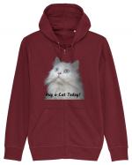 Hug a cat today, pisica ochi albastri Hanorac cu fermoar Unisex Connector