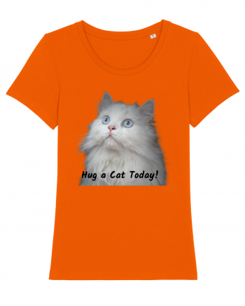 Hug a cat today, pisica ochi albastri Bright Orange