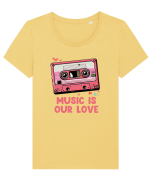 Muzica retro - Music is our love Tricou mânecă scurtă guler larg fitted Damă Expresser