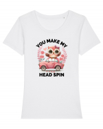 You make my head spin, Bufnita iubitoare roz Tricou mânecă scurtă guler larg fitted Damă Expresser