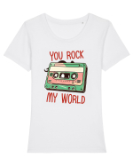 Muzica retro - You rock my world Tricou mânecă scurtă guler larg fitted Damă Expresser