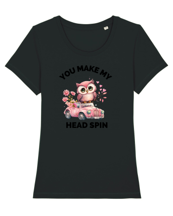 You make my head spin, Bufnita iubitoare roz masina flori Black