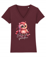 pentru îndrăgostiți - Owl be your Valentine Tricou mânecă scurtă guler V Damă Evoker