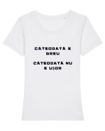E GREU - NU E USOR Tricou mânecă scurtă guler larg fitted Damă Expresser