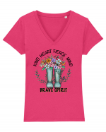 Kind Heart, Fierce Mind, Brave Spirit Tricou mânecă scurtă guler V Damă Evoker