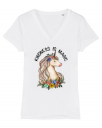 Kindness Is Magic Unicorn Tricou mânecă scurtă guler V Damă Evoker