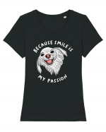 Because Smile is My Passion Tricou mânecă scurtă guler larg fitted Damă Expresser