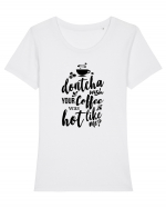 Hot Coffee Tricou mânecă scurtă guler larg fitted Damă Expresser