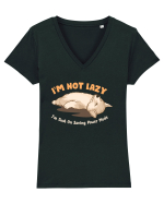 I'm Not Lazy I'm Just On Saving Power Mode Tricou mânecă scurtă guler V Damă Evoker