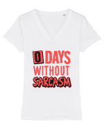 0 days without sarcasm Tricou mânecă scurtă guler V Damă Evoker