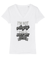 I'm not angry this is just my face Tricou mânecă scurtă guler V Damă Evoker