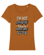 I'm not angry this is just my face Tricou mânecă scurtă guler larg fitted Damă Expresser