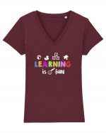 Learning is fun Tricou mânecă scurtă guler V Damă Evoker