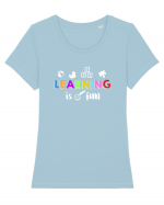 Learning is fun Tricou mânecă scurtă guler larg fitted Damă Expresser