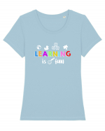 Learning is fun Tricou mânecă scurtă guler larg fitted Damă Expresser