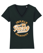 Inhale tacos and exhale negativity Tricou mânecă scurtă guler V Damă Evoker