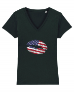 USA lips Tricou mânecă scurtă guler V Damă Evoker