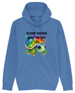 Broasca testoasa pictata in acuarela cu mesajul  Slow Down and Enjoy Life Hanorac cu fermoar Unisex Connector