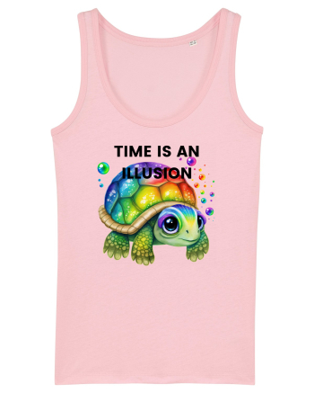 Broasca testoasa pictata in acuarela cu mesajul  Time is an Illusion Cotton Pink