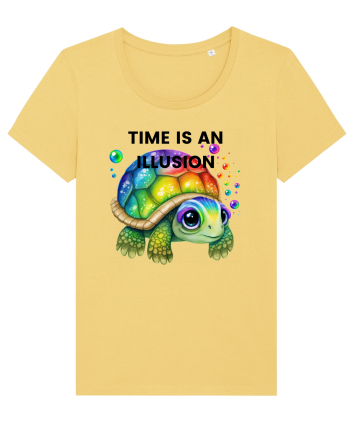 Broasca testoasa pictata in acuarela cu mesajul  Time is an Illusion Jojoba