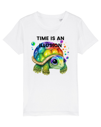 Broasca testoasa pictata in acuarela cu mesajul  Time is an Illusion White