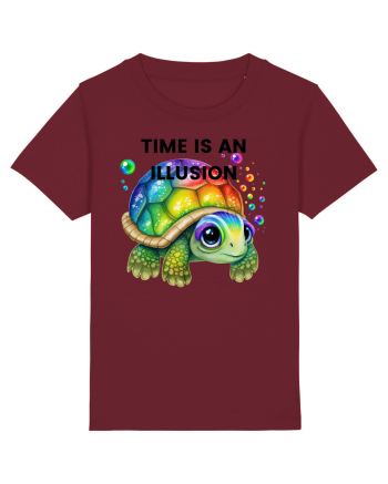 Broasca testoasa pictata in acuarela cu mesajul  Time is an Illusion Burgundy
