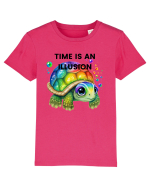 Broasca testoasa pictata in acuarela cu mesajul  Time is an Illusion Tricou mânecă scurtă  Copii Mini Creator