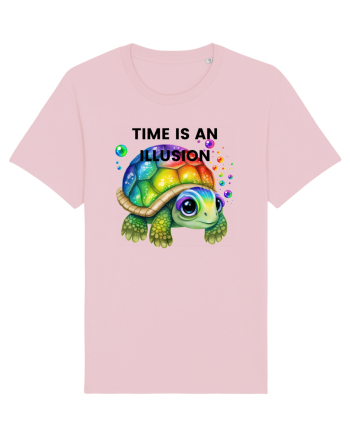 Broasca testoasa pictata in acuarela cu mesajul  Time is an Illusion Cotton Pink