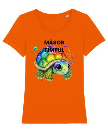 Broasca testoasa pictata in acuarela cu mesajul  Masor Timpul Bright Orange