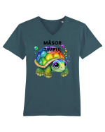 Broasca testoasa pictata in acuarela cu mesajul  Masor Timpul Tricou mânecă scurtă guler V Bărbat Presenter