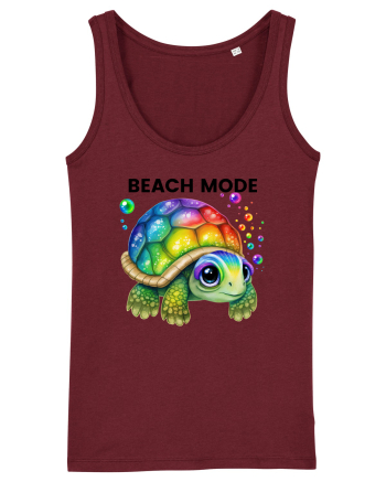 Broasca testoasa pictata in acuarela cu mesajul  Beach Mode Burgundy