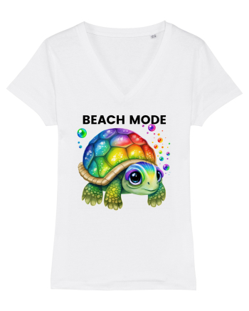 Broasca testoasa pictata in acuarela cu mesajul  Beach Mode White