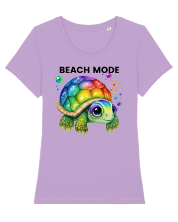 Broasca testoasa pictata in acuarela cu mesajul  Beach Mode Lavender Dawn