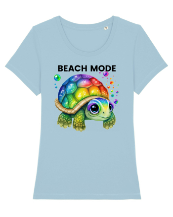Broasca testoasa pictata in acuarela cu mesajul  Beach Mode Sky Blue
