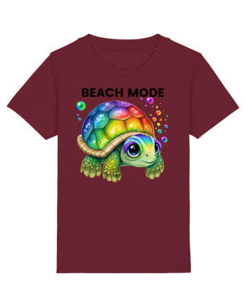 Broasca testoasa pictata in acuarela cu mesajul  Beach Mode Burgundy