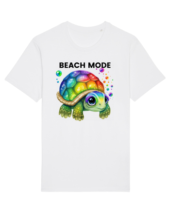 Broasca testoasa pictata in acuarela cu mesajul  Beach Mode White