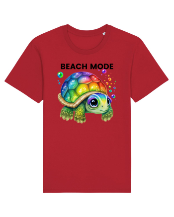 Broasca testoasa pictata in acuarela cu mesajul  Beach Mode Red