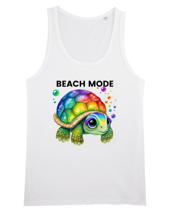 Broasca testoasa pictata in acuarela cu mesajul  Beach Mode White