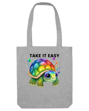 Broasca testoasa pictata in acuarela cu mesajul  Take it Easy Heather Grey