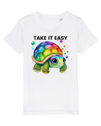 Broasca testoasa pictata in acuarela cu mesajul  Take it Easy White