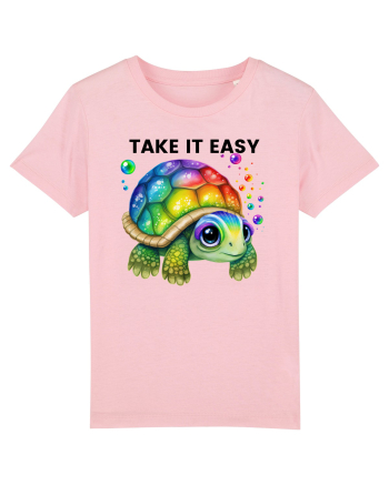 Broasca testoasa pictata in acuarela cu mesajul  Take it Easy Cotton Pink