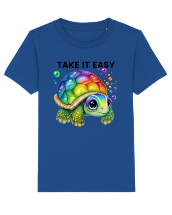 Broasca testoasa pictata in acuarela cu mesajul  Take it Easy Majorelle Blue