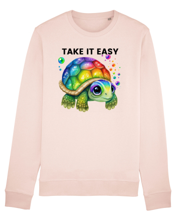 Broasca testoasa pictata in acuarela cu mesajul  Take it Easy Candy Pink