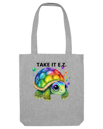 Broasca testoasa pictata in acuarela cu mesajul  Take it E.Z. Heather Grey