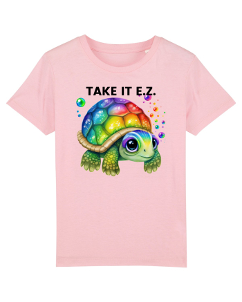 Broasca testoasa pictata in acuarela cu mesajul  Take it E.Z. Cotton Pink