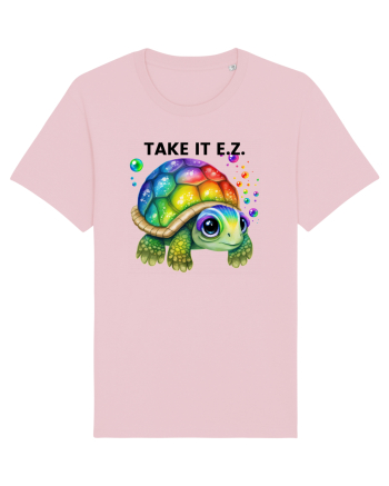 Broasca testoasa pictata in acuarela cu mesajul  Take it E.Z. Cotton Pink