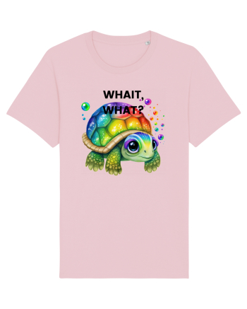 Broasca testoasa pictata in acuarela cu mesajul Wait, What? Cotton Pink