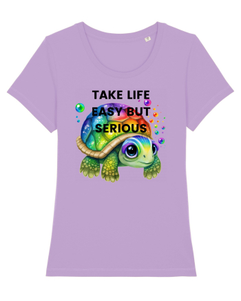 Broasca testoasa pictata in acuarela cu mesajul Take Life Easy but Serious Lavender Dawn