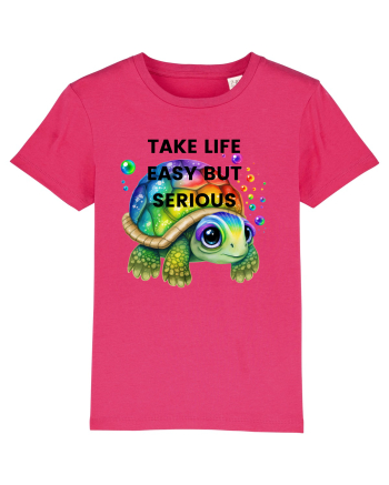 Broasca testoasa pictata in acuarela cu mesajul Take Life Easy but Serious Raspberry