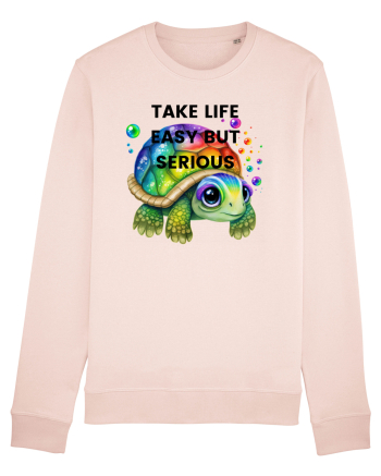 Broasca testoasa pictata in acuarela cu mesajul Take Life Easy but Serious Candy Pink